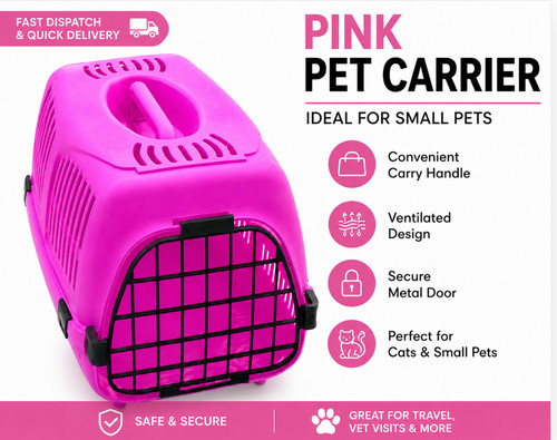 Pink pet carrier travel - pink, crate