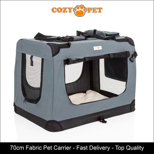 Fabric dog crate 70cm grey - fabric,